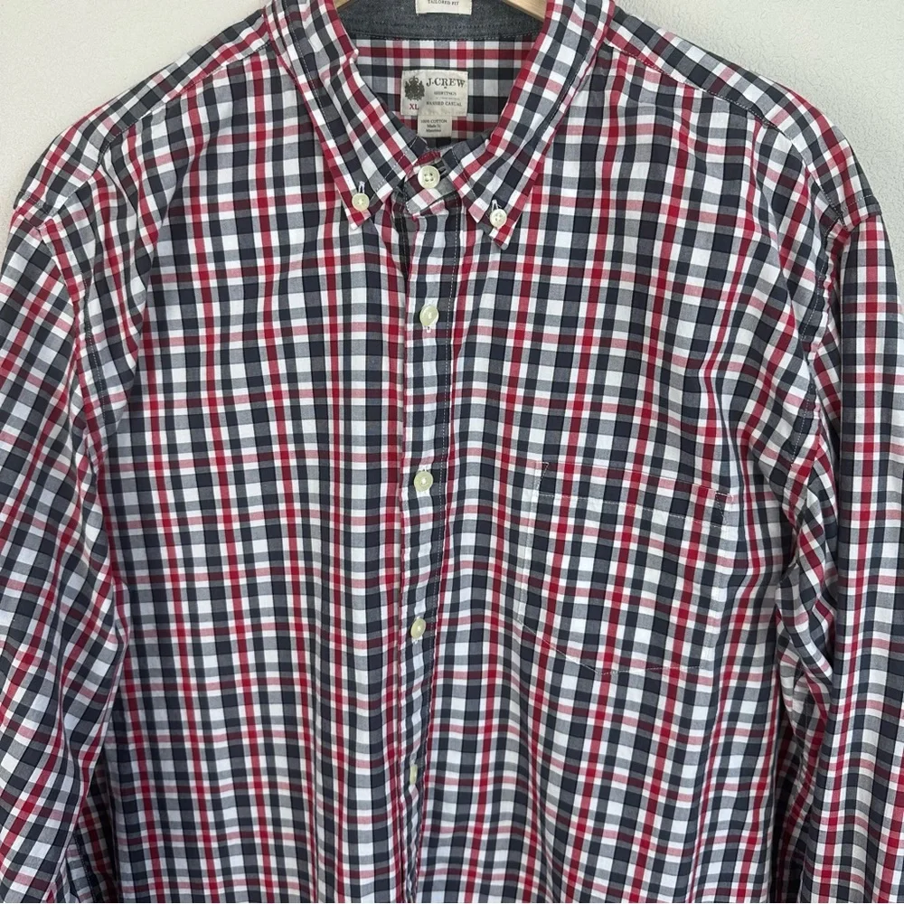 J. Crew Tailored Fit Washed Casual plaid long-sleeve button-down shirt‎